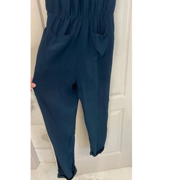 Zara Basic Beaded Surplice Neckline Jumpsuit Navy Blue - M‎ - Picture 7 of 10